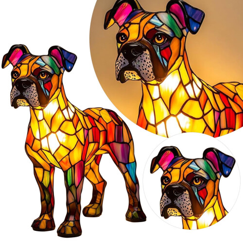 Hondennachtlampje Boxer hars bureaulamp LED 2