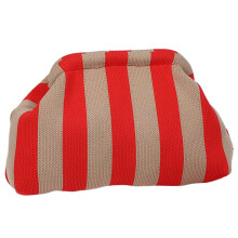 Knitted clutch purse for women yellow red striped woven bag