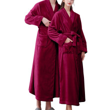 Women's Terry Cloth Bathrobe Soft Warm Double Pockets