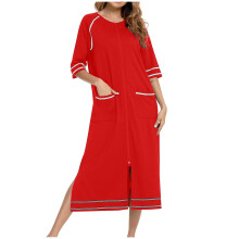 Women's Full-Zip Robe with 3/4 Sleeves, Color Block, Side