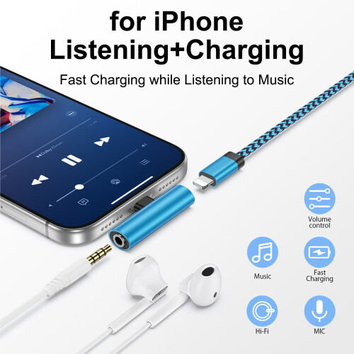 iPhone Headphone Adapter 3.5mm Jack + Fast Charge 2-Pack 1