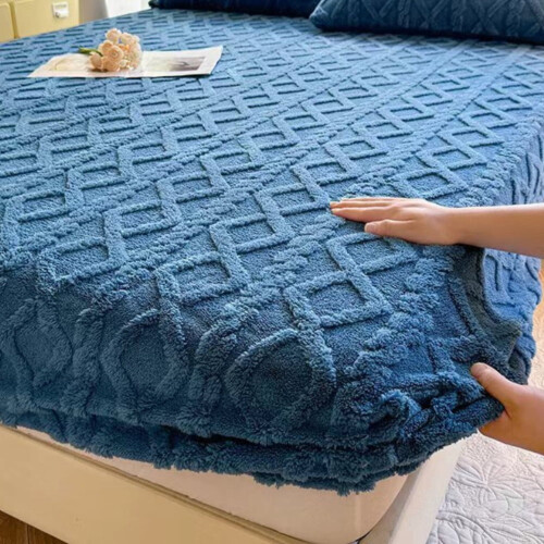Draps-housses élastiques en velours matelassé (1 ensemble)