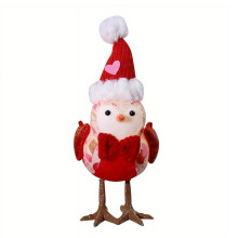 Red Plush Bird Ornament with Lights – Valentine's Day