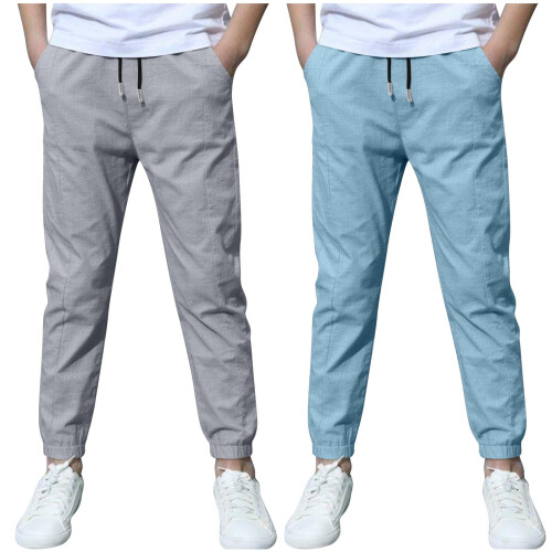 Boys Linen Pants Gray 2 Pack 5-6 Years