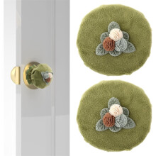 Soft Fabric Door Knob Covers Flower Shape Green 2 Pcs