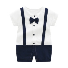 Baby Boy Gentleman Suit Romper Navy 9-12 Months