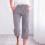 Women's Cotton Linen Capris Pants Gray L 5