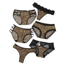 Women's Leopard Print Lace Thong Panties 6-Pack