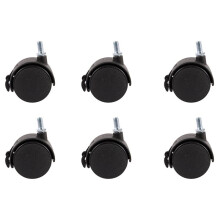 6X Furniture Swivel Locking Caster 8mm Screw Stem 2-Inch Dia Wheel Black
