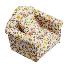 Rural Armchair Sofa Miniature Set with Throw Pillow Wooden