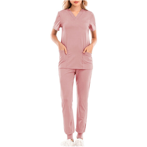 Women's Scrubs Set Solid Pink L