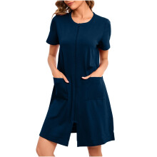 Women's Lightweight Winter Robe with Pockets Navy 2X