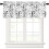 Watercolor Leaf Kitchen Curtain Valance Black White Grey 1