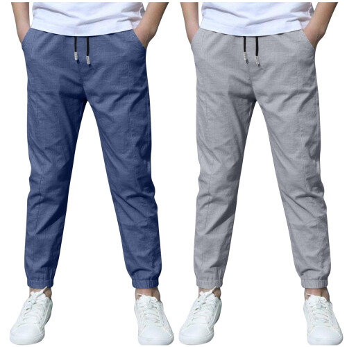 Boys Linen Pants Green 3-4 Years 2 Pack