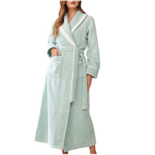 Waffle Robe for Women Thick Flannel Velvet Spliced Bathrobe