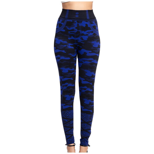 Camouflage Denim Leggings Elastic Slim Blue Capris