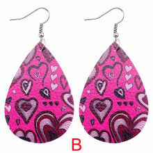 Valentine's Day Earrings Heart Red Lips Leather 1 Pair