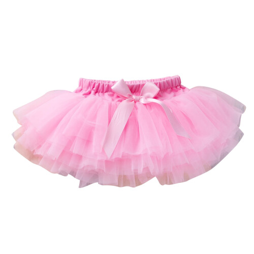 Infant Tutu Skirt Pink Solid Bowknot Mesh Tulle Size 66