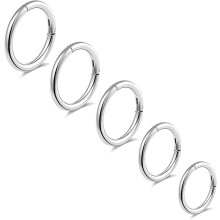 G23 Titanium Nose Rings 16G-20G 5 Pcs Hinged Clicker Hoops