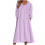 Women's Bathrobe Solid Color with Hood and Pockets Purple 1