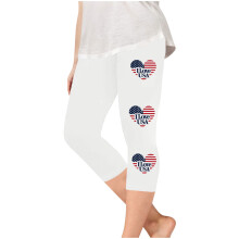 Girls High Waist Capri Leggings Independence Day Print