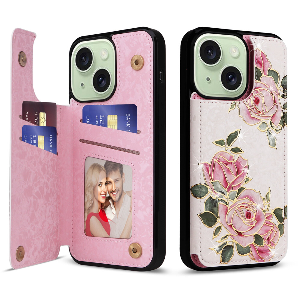 Iphone 14 Wallet Case With Rfid-Blocking Pu Leather Floral 974856999736