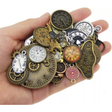 Γούρια για ρολόι Steampunk από αντίκα μπρούντζο ασημί 5 τεμάχια