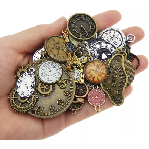 Γούρια για ρολόι Steampunk από αντίκα μπρούντζο ασημί 5 τεμάχια