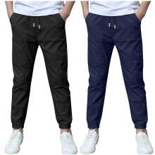 Boys Linen Pants Olive Green 7-8 Years 2 Pack