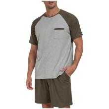 Men's Pajama Set Soft Short Sleeve Shirt and Shorts with
