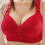 Draadloze minimizerbeha voor dames, licht gevoerd, plus size, rood 2