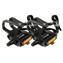 Bike Pedals with Toe Clip and Straps for Indoor and Outdoor