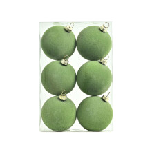 Velvet Christmas Ornaments 2.4 Inch 6 Pack Green