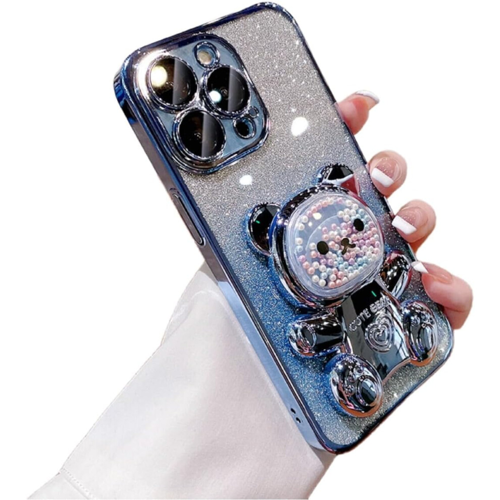 Glitter Bead Bear Phone Case With Hidden Stand For Iphone 9122141659983