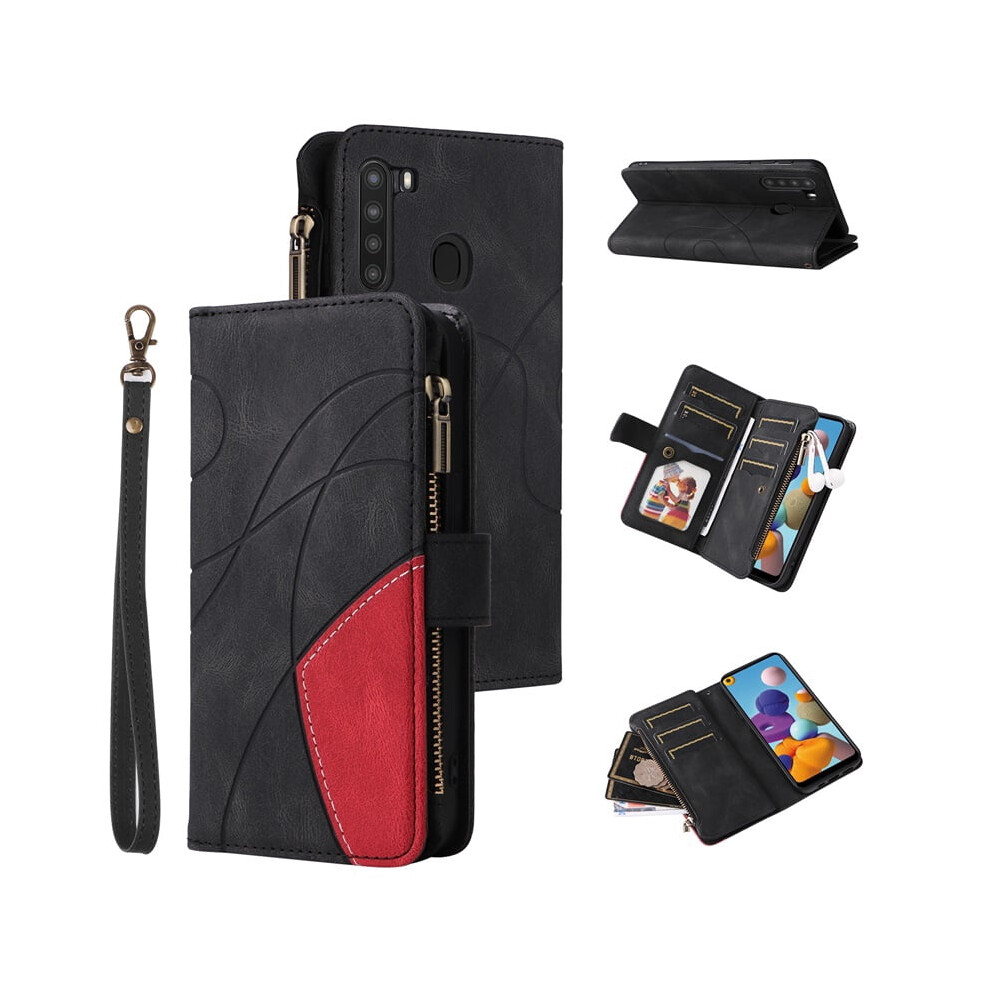 Samsung Galaxy A21 Wallet Phone Case Pu Leather Folio Black 9122141673002