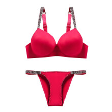 Asdoklhq Women's Rhinestone Bra and Panties Set with Steel