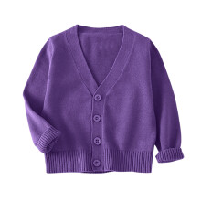 Kids' Knit Cardigan Long Sleeve Button-Up Purple 3-4 Years