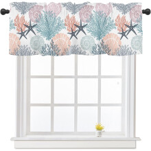 Coral Starfish Kitchen Valance Blue Orange 54x18 Inch