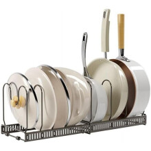 Pot Rack for Kitchen Cabinet - Black, 7-Compartment