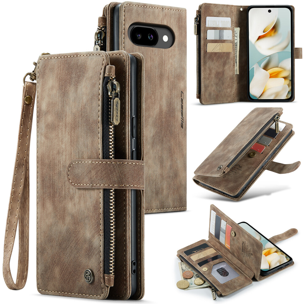 Caseme Wallet Case For Google Pixel 9A 6.3 Inch Pu Brown 9066521604388