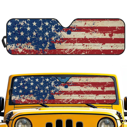American Flag Windshield Sun Shade for Jeep Wrangler