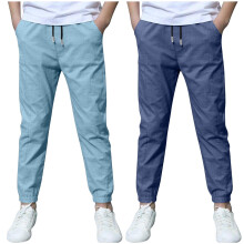 Boys Linen Pants Light Blue 12-13 Years 2 Pack