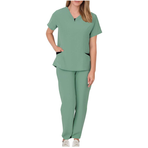 Women's Jogger Scrubs Set Green 2X