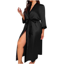 Women's Color-Blocked Lace-Up Cardigan Black 3X