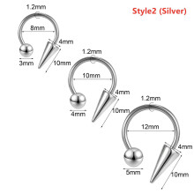 Stainless Steel Septum Ring Spike Cone 3 pcs Silver