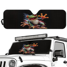 Foldable Frog American Flag Car Sun Shade UV-Blocking for