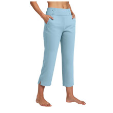 Capri Pants for Women Stretch High Waisted Light Blue XXL