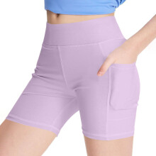 Biker Shorts for Girls High Waisted with Pockets Purple