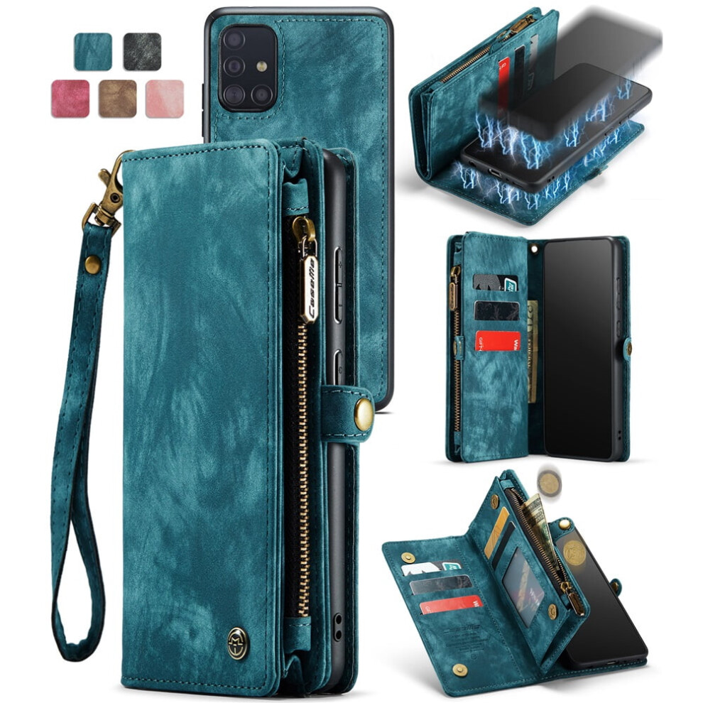 Caseme Leather Wallet Case For Samsung Galaxy A71 4G Blue 937196978281