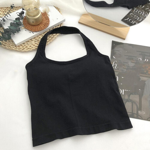 Polyester Backless Tank Top with Built-in Bra Pads One Size